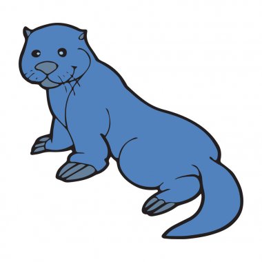 Sevimli çizgi otter çocuk için beyaz arka plan üzerinde yazdırır, t-shirt, renkli kitap, çocuklar için eğlenceli ve samimi karakter