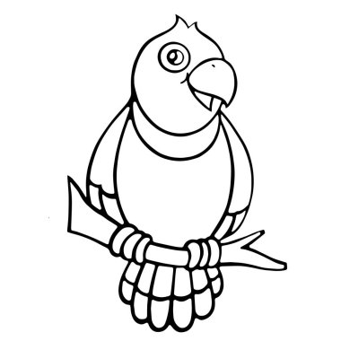 Sevimli çizgi papağan çocuk için beyaz arka plan üzerinde yazdırır, t-shirt, renkli kitap, çocuklar için eğlenceli ve samimi karakter