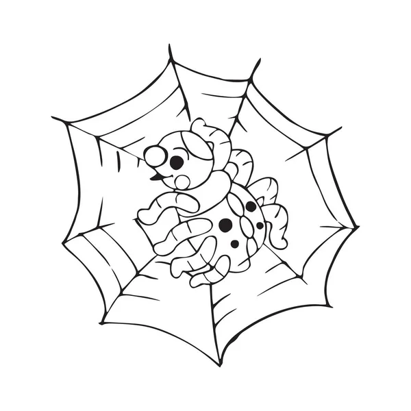Милий Мультяшний Павук Білому Тлі Дитячих Принтів Футболок Кольорової Книги — стоковий вектор