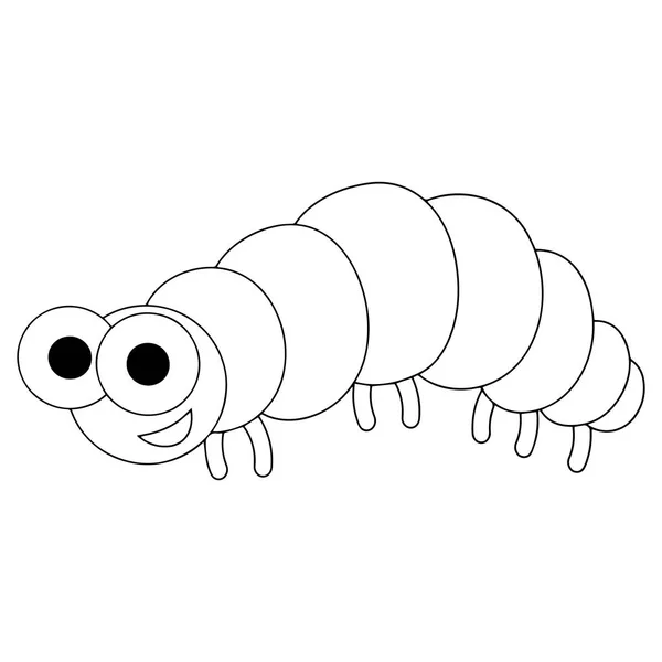 Aranyos Rajzfilm Caterpillar Fehér Háttér Gyermekek Nyomatok Póló Színes Könyv — Stock Vector