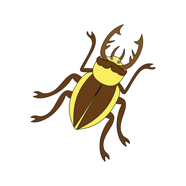 Niedlichen Cartoon Käfer Auf Weißem Hintergrund Für Kinder Drucke Shirt — Stockvektor