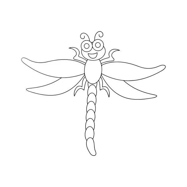 Schattige Cartoon Dragonfly Witte Achtergrond Voor Childrens Wordt Afgedrukt Shirt — Stockvector