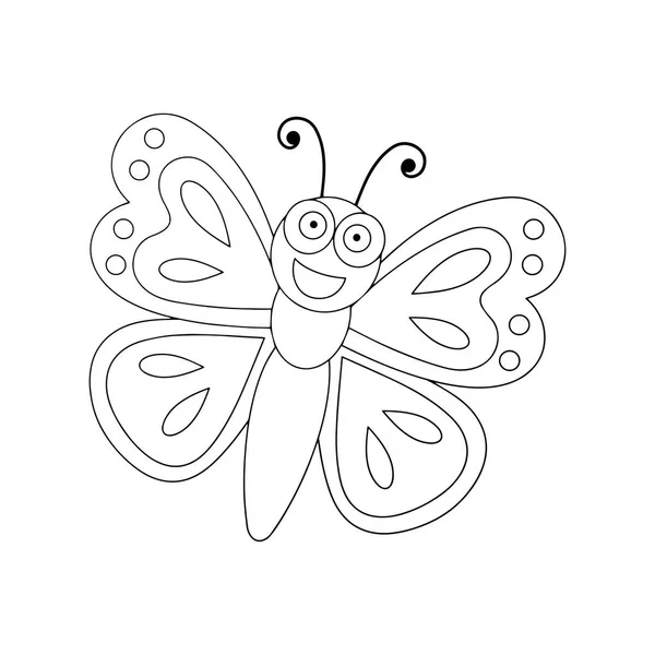Симпатичная Мультяшная Бабочка Белом Фоне Детских Рисунков Футболки Цветной Книги — стоковый вектор