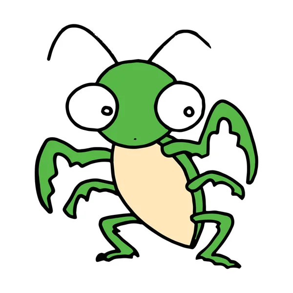 Schattige Cartoon Mantis Witte Achtergrond Voor Childrens Wordt Afgedrukt Shirt — Stockvector