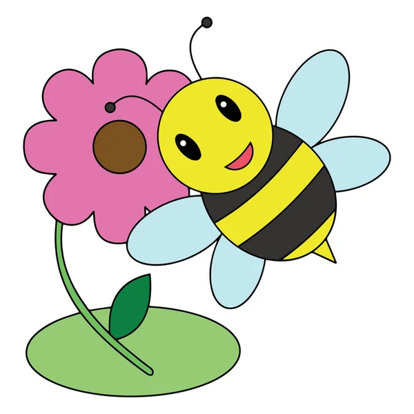 Roztomilý Kreslený Bee Bílém Pozadí Pro Dětské Tiskne Tričko Barva — Stockový vektor