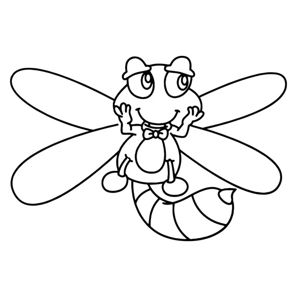 可爱的卡通蜻蜓在白色背景的儿童版画 彩色书 有趣和友好的性格的孩子 — 图库矢量图片