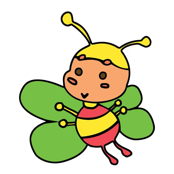 Linda Abeja Dibujos Animados Sobre Fondo Blanco Para Impresiones Infantiles — Archivo Imágenes Vectoriales