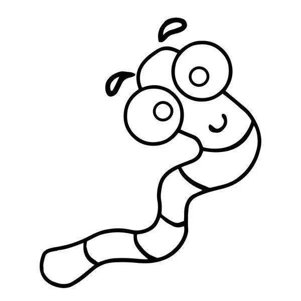 可爱的卡通蠕虫在白色背景的儿童版画 彩色书 有趣和友好的性格的孩子 — 图库矢量图片