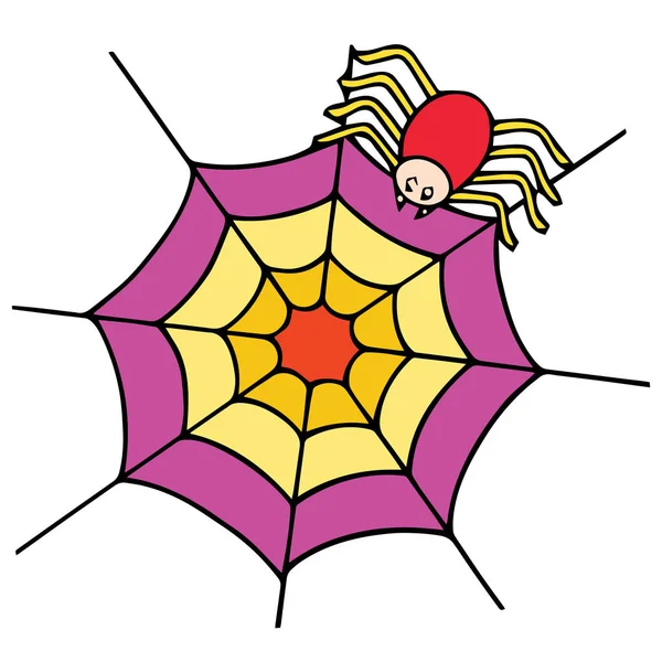 可爱的卡通蜘蛛在白色背景的儿童版画 彩色书 有趣和友好的性格的孩子 — 图库矢量图片
