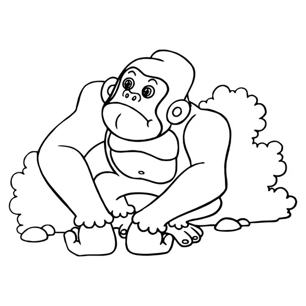 子供のための白い背景の上のかわいい漫画ゴリラ プリント シャツ カラー ブック 面白いで人懐っこいキャラクター子供用 — ストックベクタ