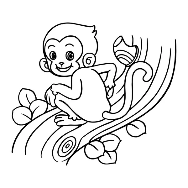 Carino Scimmia Cartone Animato Sfondo Bianco Stampe Bambini Shirt Libro — Vettoriale Stock
