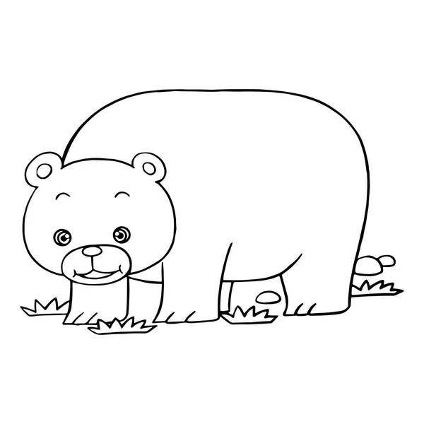 Bear outline coloring page | Cartoon cute bear coloring page vector