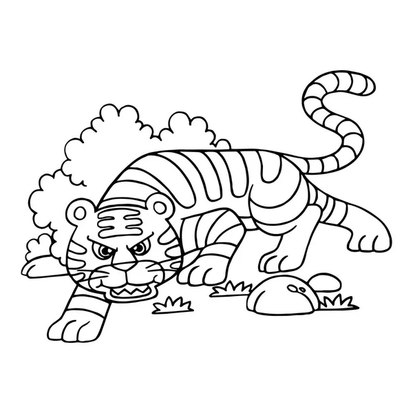 Carino Cartone Animato Tigre Sfondo Bianco Stampe Bambini Shirt Libro — Vettoriale Stock