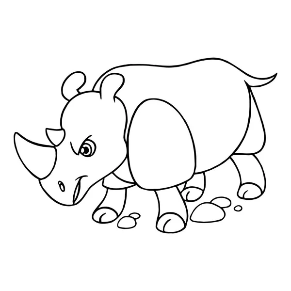 Söta Tecknade Rhino Vit Bakgrund För Barnens Utskrifter Shirt Färg — Stock vektor