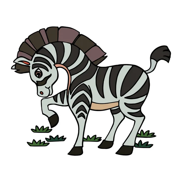Cute Kartun Zebra Pada Latar Belakang Putih Untuk Cetakan Anak - Stok Vektor