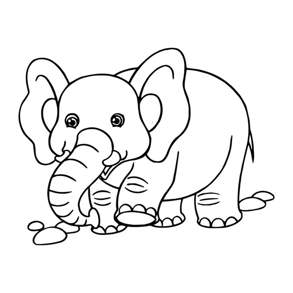 Χαριτωμένο Κινούμενα Ελέφαντας Λευκό Φόντο Για Παιδική Εκτυπώσεις Shirt Χρώμα — Διανυσματικό Αρχείο