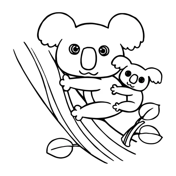 Mignon Koala Dessin Animé Sur Fond Blanc Pour Les Impressions — Image vectorielle