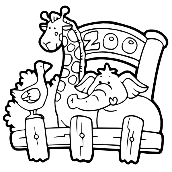 子供のための白い背景の上の動物園の動物プリント シャツ カラー ブック 面白いで人懐っこいキャラクター子供用 — ストックベクタ