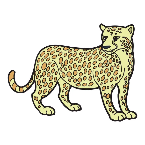 Schattige Cartoon Leopard Witte Achtergrond Voor Childrens Wordt Afgedrukt Shirt — Stockvector