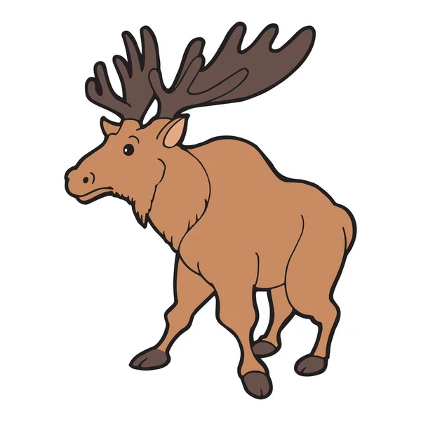 Moose Kartun Lucu Pada Latar Belakang Putih Untuk Cetakan Anak - Stok Vektor