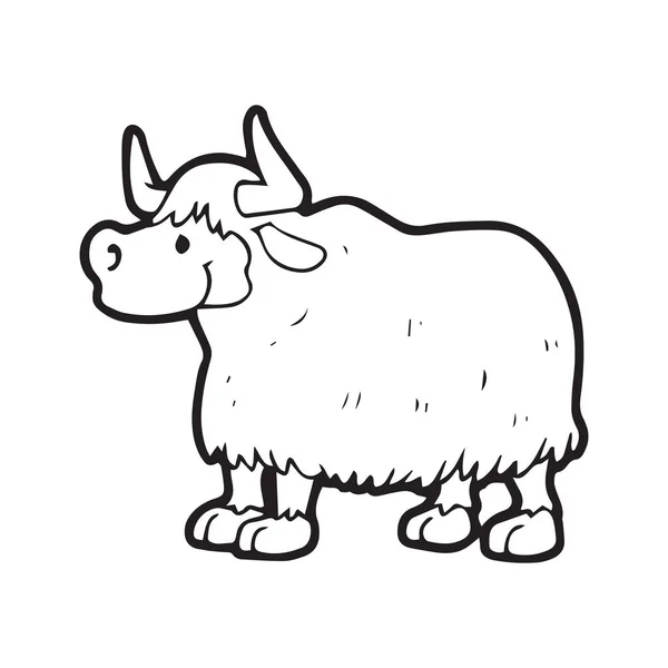 Mignon Yak Dessin Animé Sur Fond Blanc Pour Les Impressions — Image vectorielle