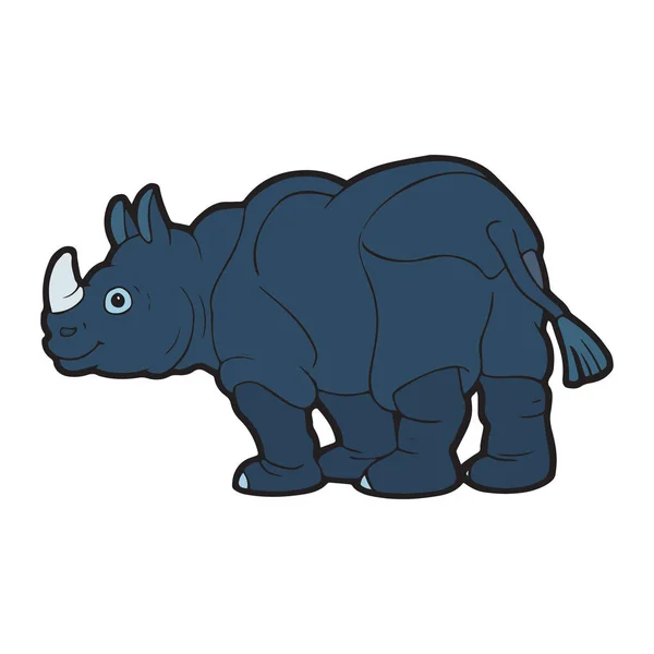 Mignon Rhinocéros Dessin Animé Sur Fond Blanc Pour Les Impressions — Image vectorielle