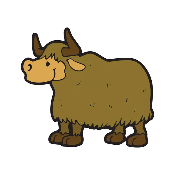 Mignon Yak Dessin Animé Sur Fond Blanc Pour Les Impressions — Image vectorielle