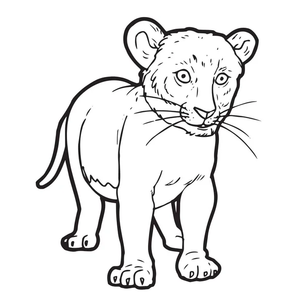 Söta Tecknade Lionen Vit Bakgrund För Barnens Utskrifter Shirt Färg — Stock vektor
