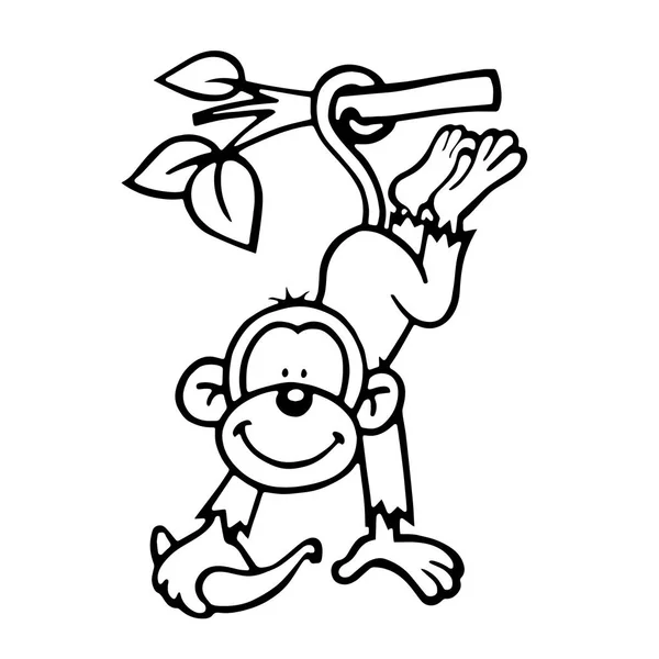 Sevimli çizgi maymun çocuk için beyaz arka plan üzerinde yazdırır, t-shirt, renkli kitap, çocuklar için eğlenceli ve samimi karakter