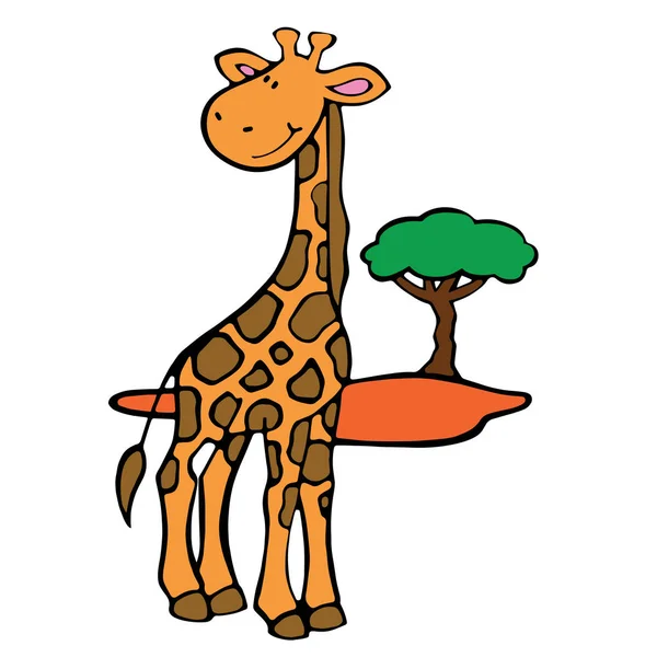 Żyrafa Kreskówka Białym Tle Dla Dzieci Drukuje Shirt Palety Kolorów — Wektor stockowy