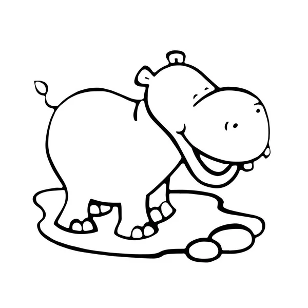 Bonito Desenho Animado Hipopótamo Fundo Branco Para Impressões Infantis Shirt — Vetor de Stock