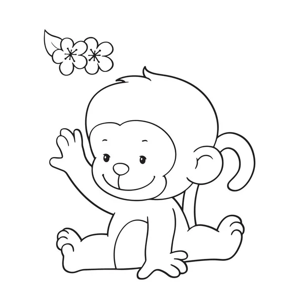 Lindo Mono Dibujos Animados Sobre Fondo Blanco Para Estampados Infantiles — Vector de stock