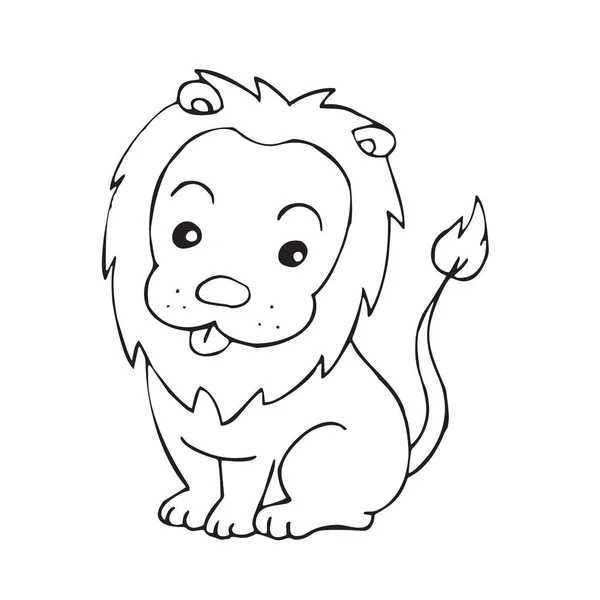 Lindo León Dibujos Animados Sobre Fondo Blanco Para Impresiones Infantiles — Vector de stock