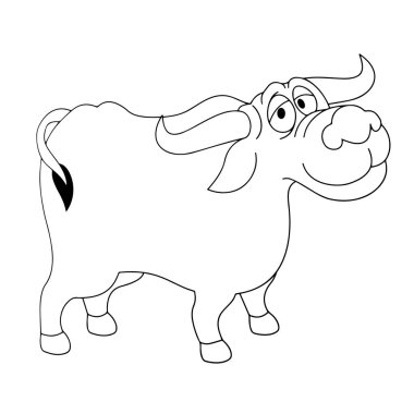 Sevimli çizgi buffalo çocuk için beyaz arka plan üzerinde yazdırır, t-shirt, renkli kitap, çocuklar için eğlenceli ve samimi karakter