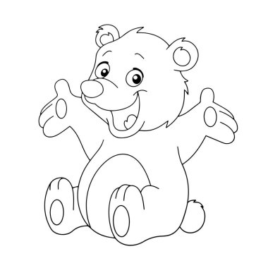 Sevimli çizgi ayı çocuk için beyaz arka plan üzerinde yazdırır, t-shirt, renkli kitap, çocuklar için eğlenceli ve samimi karakter