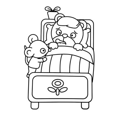 Sevimli çizgi ayı çocuk için beyaz arka plan üzerinde yazdırır, t-shirt, renkli kitap, çocuklar için eğlenceli ve samimi karakter