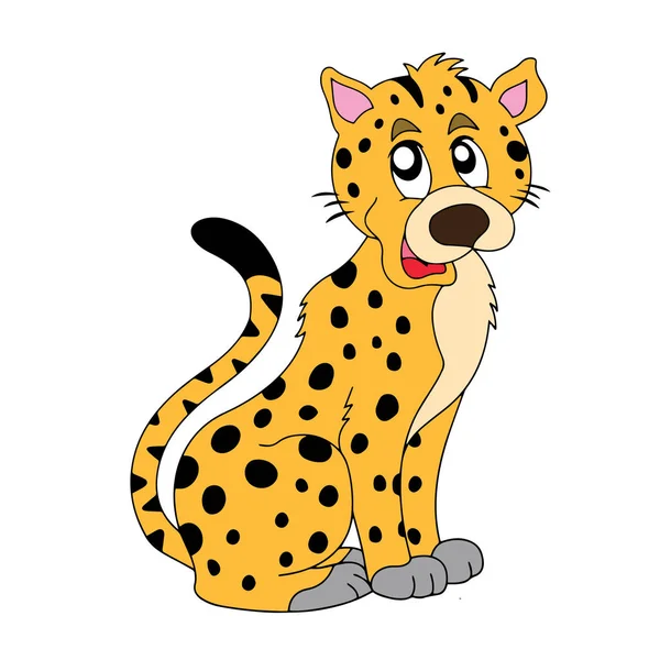 Roztomilý Kreslený Leopard Bílém Pozadí Pro Dětské Tiskne Tričko Barva — Stockový vektor