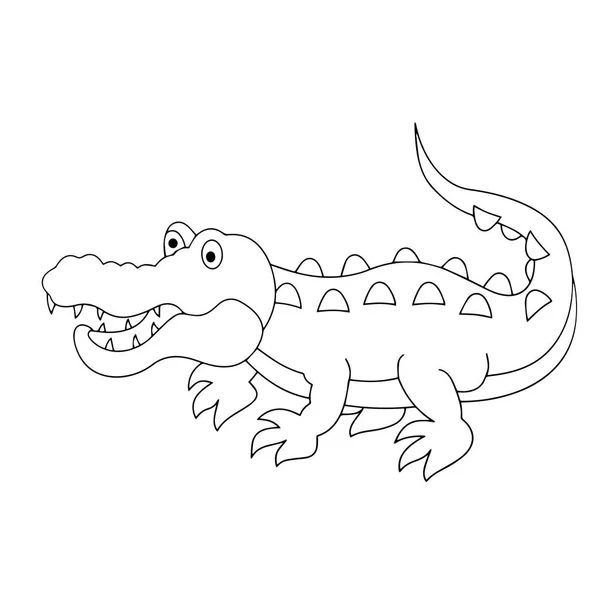 可爱的卡通鳄鱼白色背景的儿童版画 彩色书 有趣和友好的性格的孩子 — 图库矢量图片