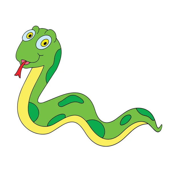 Sevimli çizgi yılan çocuk için beyaz arka plan üzerinde yazdırır, t-shirt, renkli kitap, çocuklar için eğlenceli ve samimi karakter