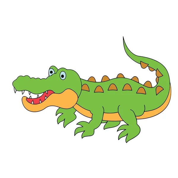 Cute Cartoon Crocodile White Background Childrens Prints Shirt Color Book — Stock Vector