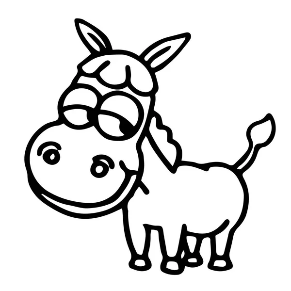 Mignon Cheval Dessin Animé Sur Fond Blanc Pour Les Imprimés — Image vectorielle