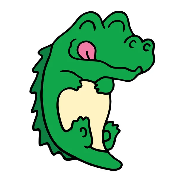 Симпатичный Мультяшный Крокодил Белом Фоне Детских Принтов Футболка Цветная Книга — стоковый вектор