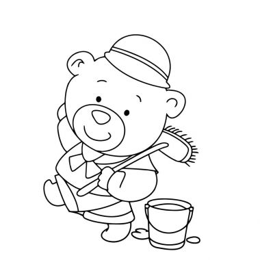 Sevimli çizgi ayı çocuk için beyaz arka plan üzerinde yazdırır, t-shirt, renkli kitap, çocuklar için eğlenceli ve samimi karakter