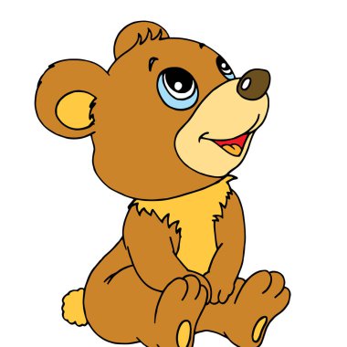 Sevimli çizgi ayı çocuk için beyaz arka plan üzerinde yazdırır, t-shirt, renkli kitap, çocuklar için eğlenceli ve samimi karakter