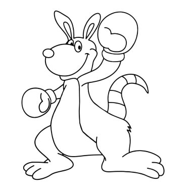 Sevimli çizgi kanguru çocuk için beyaz arka plan üzerinde yazdırır, t-shirt, renkli kitap, çocuklar için eğlenceli ve samimi karakter