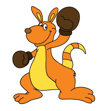 Sevimli çizgi kanguru çocuk için beyaz arka plan üzerinde yazdırır, t-shirt, renkli kitap, çocuklar için eğlenceli ve samimi karakter