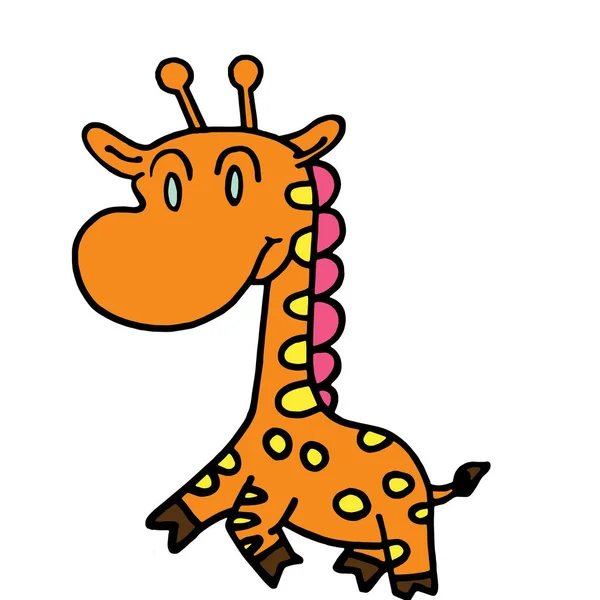 Cute Cartoon Giraffe White Background Childrens Prints Shirt Color Book — Stock Vector