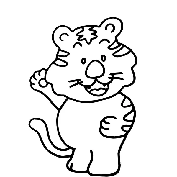 Roztomilý Kreslený Tygr Bílém Pozadí Pro Dětské Tiskne Tričko Barva — Stockový vektor