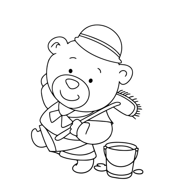 Sevimli çizgi ayı çocuk için beyaz arka plan üzerinde yazdırır, t-shirt, renkli kitap, çocuklar için eğlenceli ve samimi karakter