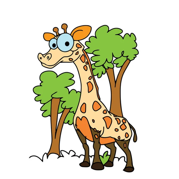 Cute Cartoon Giraffe White Background Childrens Prints Shirt Color Book — Stock Vector